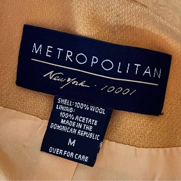 Vintage Wool Cropped Coat Size Medium Yellow Mod Retro Colorful Classic Preppy - Picture 6 of 6